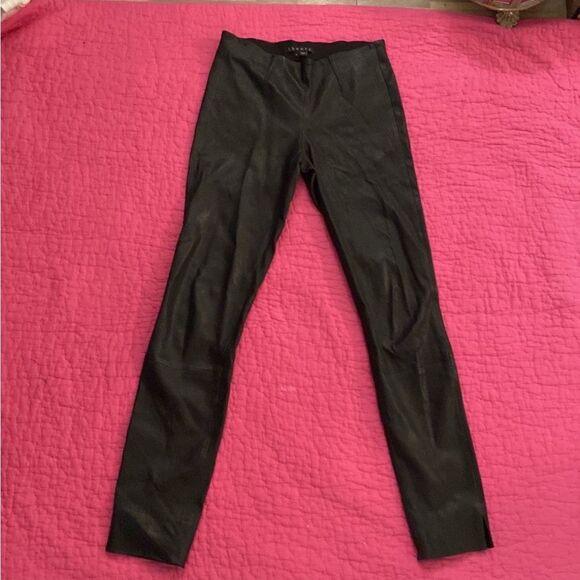 Theory Black  lamb Leather Leggings, US0 - Picture 6 of 13